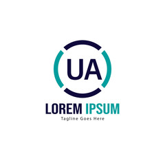 UA Letter Logo Design. Creative Modern UA Letters Icon Illustration