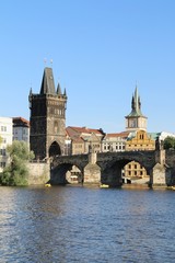 prague, bridge, praha, river, city, architecture, water, vltava, czech, town, building, view,	