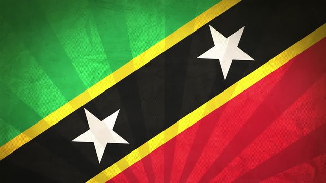 Flag Of Saint Kitts And Nevis . Paper Texture, With Seamlessly Spinning Printed Like Sunrays. High-Quality, Detailed Animation. 4K, 60fps