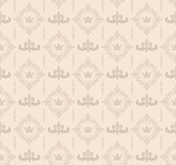 Vintage, retro, beige background pattern in royal style. Wallpaper textures - seamless patterns for your design. Vector illustration