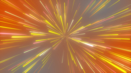 Obraz premium Abstract cosmic, Futuristic tunnel, Hyper jump into galaxy, Speed of light neon glowing, 3d render