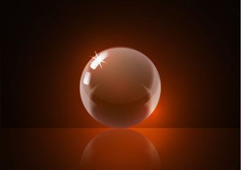Glossy glass ball. Crystal ball. Liquid abstract bubble. Element of your design.