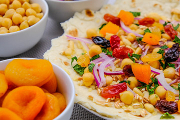 Healthy Pizza Base With Fruit and Nuts
