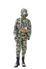 men in protective suit isolated on white