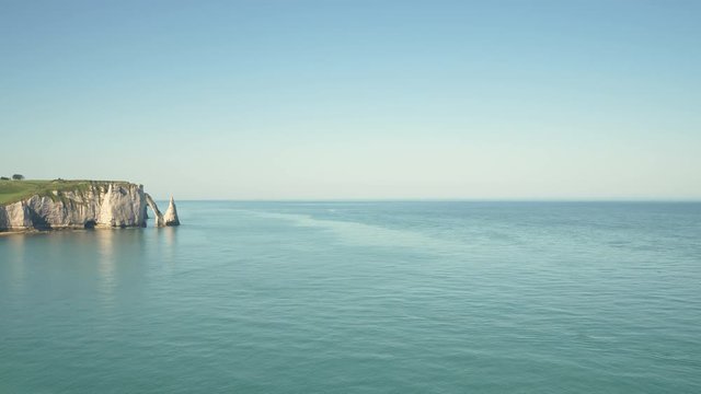 Picturesque seascape of Atlantic ocean with natural cliffs Aval of Etretat, Normandy, France.