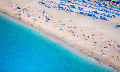 Holidaymakers sunbathing at Cleopatra beach . One of the beaches of the Mediterranean coast - Alanya, Turkey