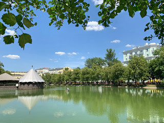 Russia. Clean ponds (Chistye Prudy) in sunny June day in Moscow