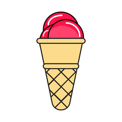Red ice cream cone with white background