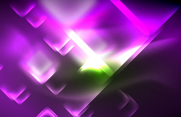Obraz premium Neon shiny light lines on black, techno modern template