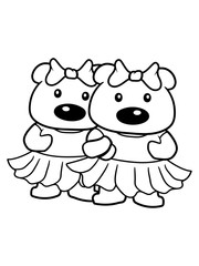freundschaft 2 eisbär schwestern freunde team paar liebe mädchen weiblich kleid hübsch schön girl frau ballerina süß bär teddy bärchen kuscheltier grizzly spielzeug baby kind niedlich clipart design