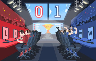 Colourful illustration in modern flat style cybersport concept © Andrii