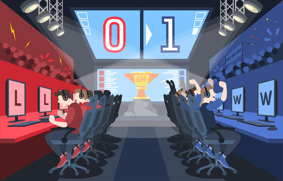 Colourful illustration in modern flat style cybersport concept