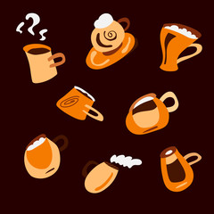 Handdrawn vector illustration of coffee set