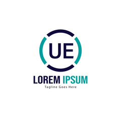 UE Letter Logo Design. Creative Modern UE Letters Icon Illustration