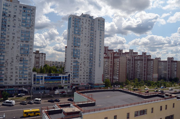 Fototapeta premium Residential area in Kiev at summer. Exterior