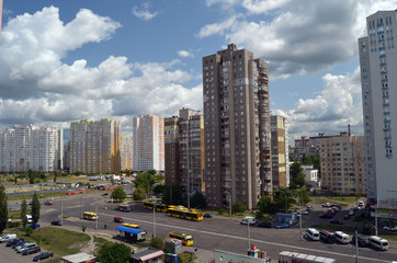 Fototapeta na wymiar Residential area in Kiev at summer. Exterior