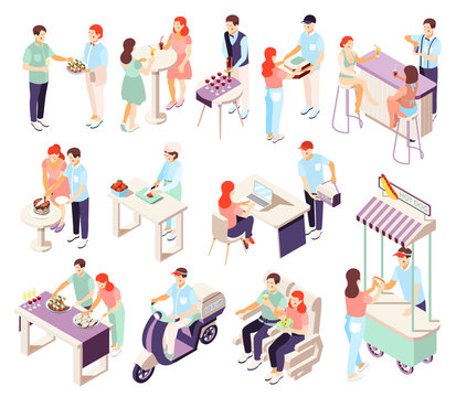 Catering Isometric Icons Set