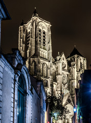 Night view of beautiful Cathedral of Bourges, France ,
