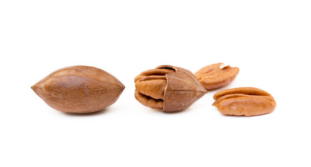 Fresh pecan nuts isolated on a white background