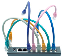 network cables connected to router