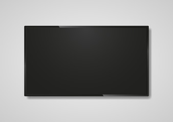 Realistic TV screen. Modern stylish lcd panel. Blank television template. Vector illustration.