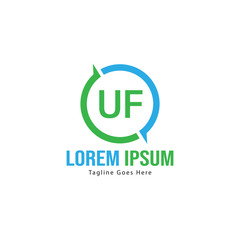 UF Letter Logo Design. Creative Modern UF Letters Icon Illustration