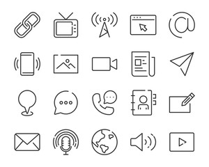 set of contact icons, such as support, mobile, phone, address, talk, call center