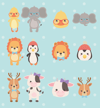 cute and little animals characters