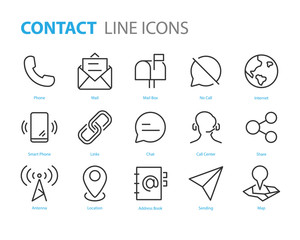 set of contact icons, such as support, mobile, phone, address, talk, call center