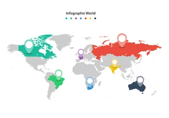 Gordijnen world map infographic, world map information © kornkun