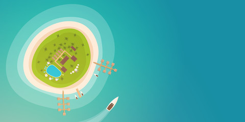 Obraz premium Aerial Top view of the tropical island, sea and beach.