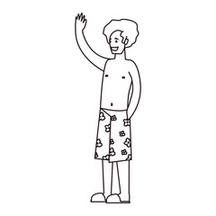 man in swimsuit on white background