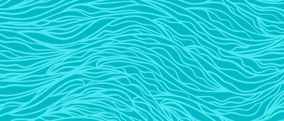 Wavy sea wallpaper. Abstract waved nautical background. Colored pattern with waves. Doodle for your design