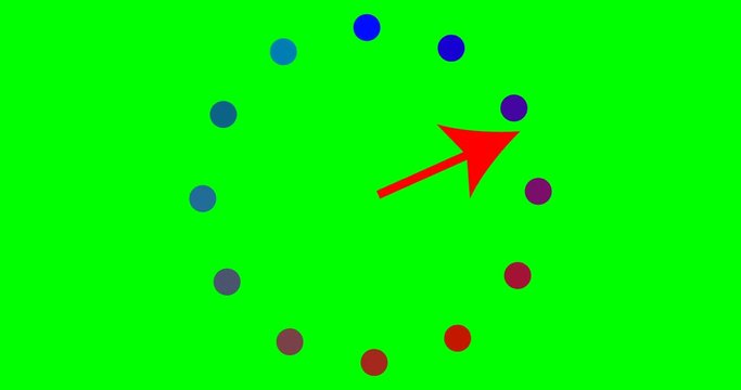 Red arrow downloader clock stopwatch on green background