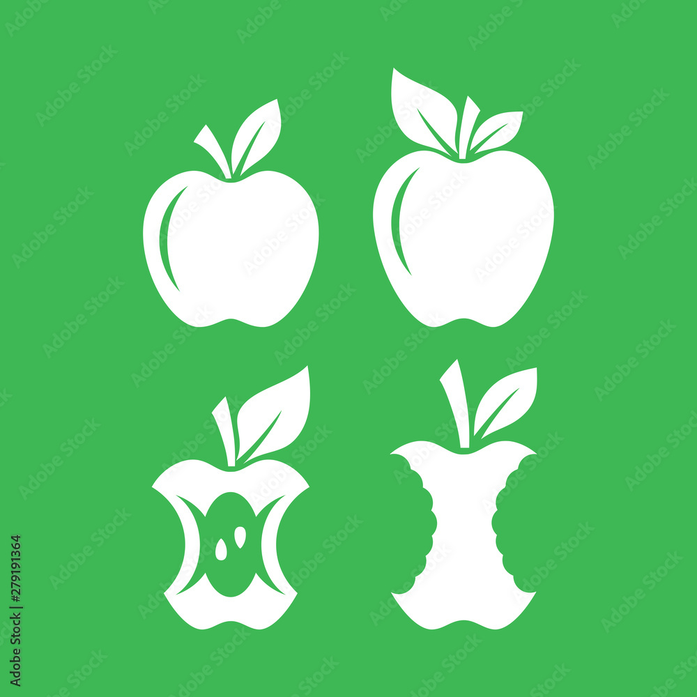 Wall mural Apple silhouette on green background