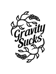 blume dekoration lustig graviti sucks gravitation logo design erdanziehung absturz bergsteiger klettern schweben fallen boden text
