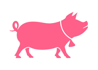 Pink pig baby vector icon
