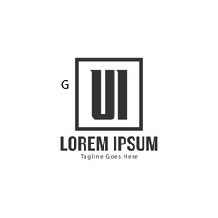 UI Letter Logo Design. Creative Modern UI Letters Icon Illustration
