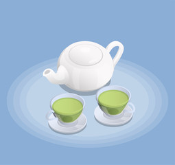 Tea Industry Isometric Composition