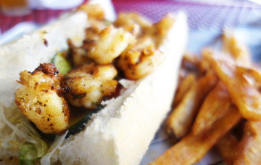 New Orleans shrimp Po Boy sandwich