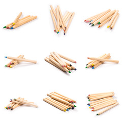 Fototapeta premium set of Wooden colorful ordinary pencils isolated on a white background
