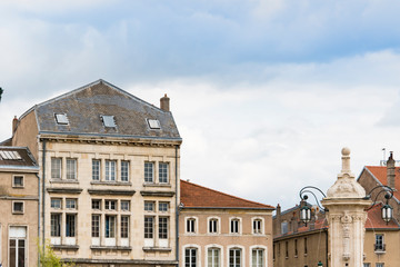 Fototapeta na wymiar buildings on square Place Duroc. Pont a Mousson, France