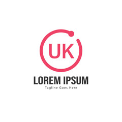 UK Letter Logo Design. Creative Modern UK Letters Icon Illustration