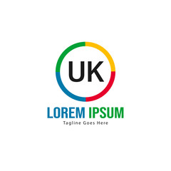 UK Letter Logo Design. Creative Modern UK Letters Icon Illustration