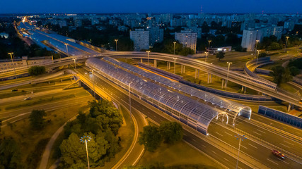 Fototapeta na wymiar The anti-noise glass tunnel on the Toruńska route in north-east Warsaw.