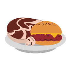 Tasty barbecue grilled food cartoon