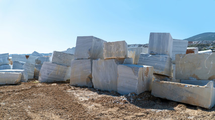 Marble blocks extracted from a quarry in Marmara island, Balikesir, Turkey