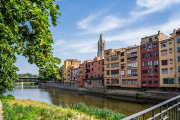 Cityscape of Girona in Catalonia, Spain.