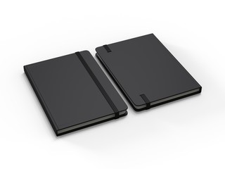 Blank Notebook with Elastic Band Closure for branding and mock up, 3d render illustration.