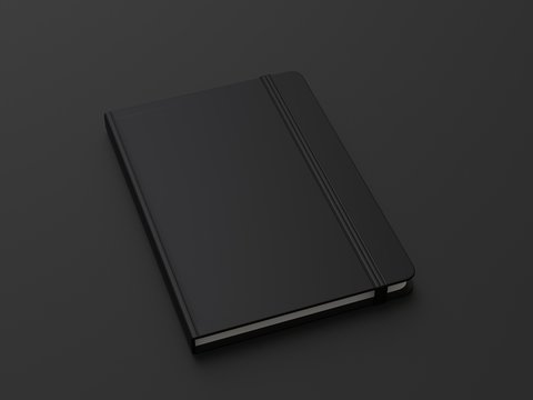Blank Notebook with Elastic Band Closure for branding and mock up, 3d render illustration.